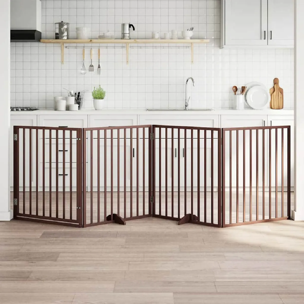 vidaXL Barrière chien avec porte 4 panneaux - vue 5