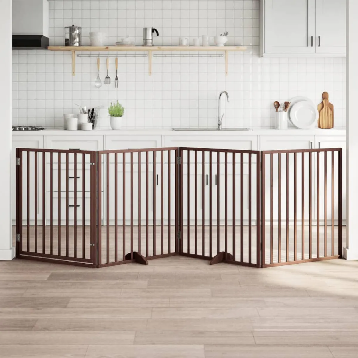 vidaXL Barrière chien avec porte 4 panneaux - vue 5