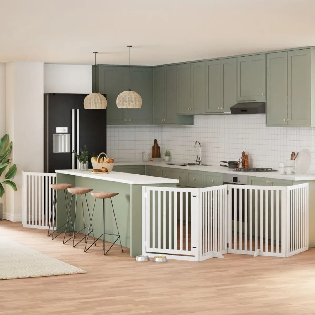 Meilleurs prix pour vidaXL Barrière pour chien porte pliable 8panneaux blanc bois peuplier