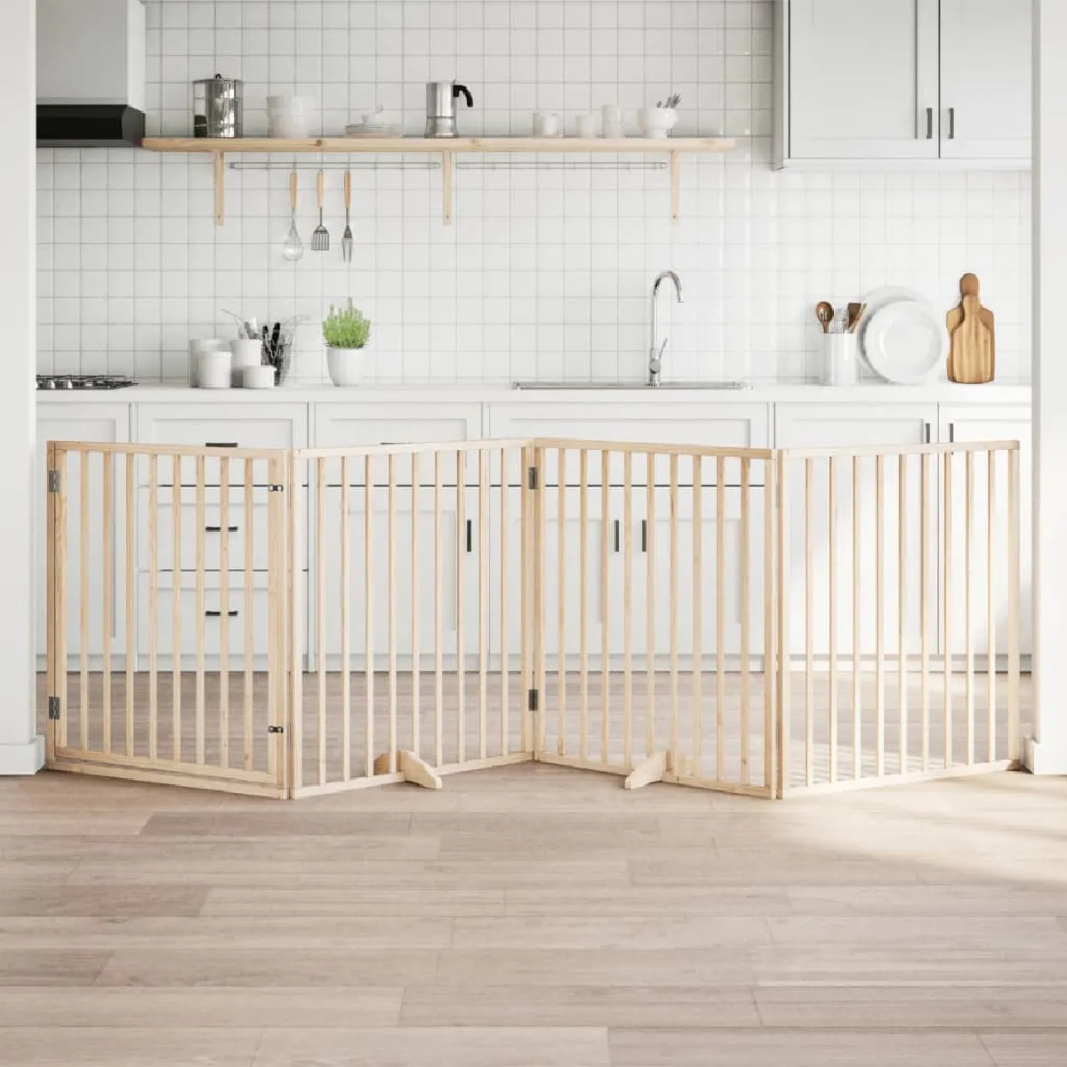 vidaXL Barrière chien avec porte 4 panneaux - vue 6