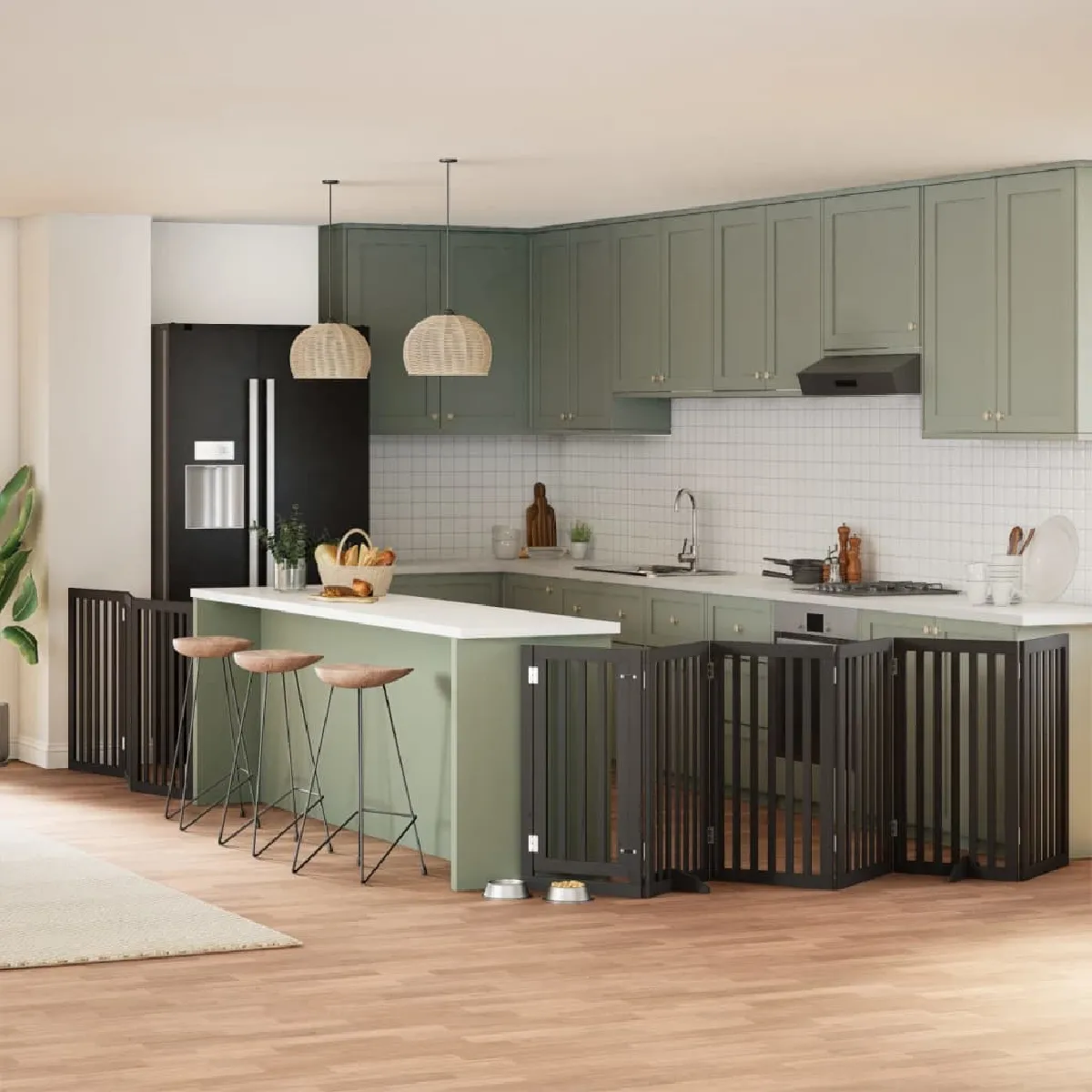 vidaXL Barrière pour chien porte pliable 9 panneaux bois peuplier - vue 4