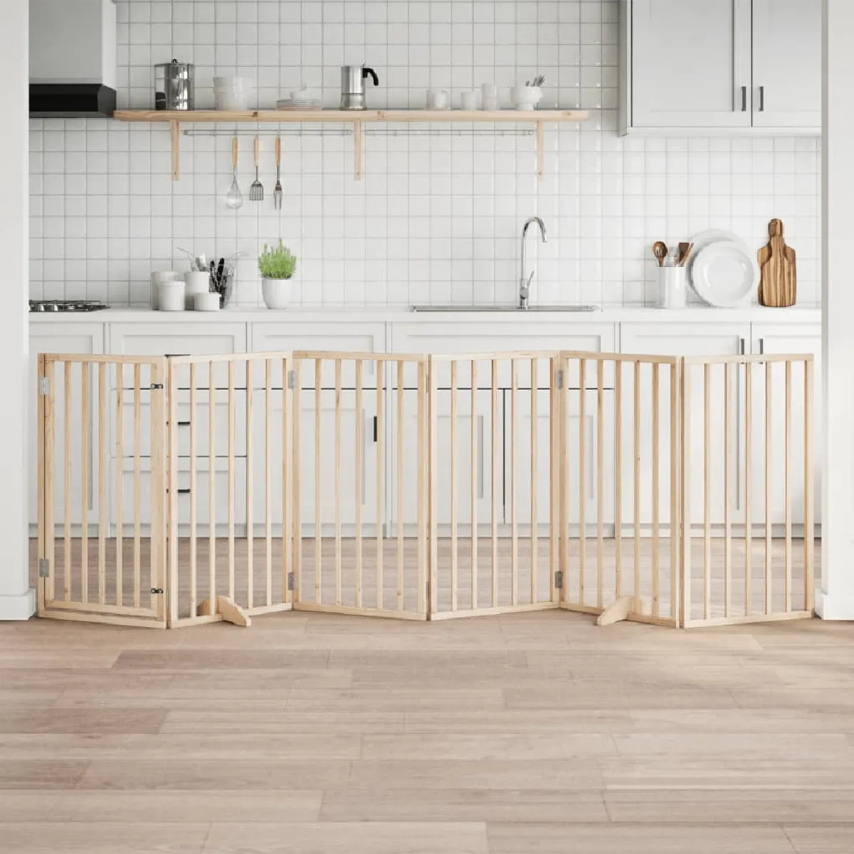 vidaXL Barrière pour chiens 6 panneaux Chêne - vue 6