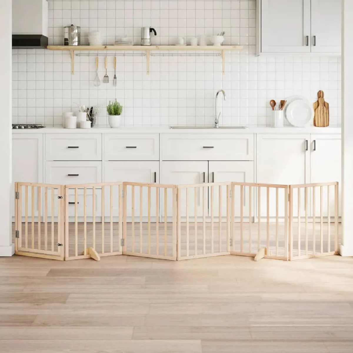 vidaXL Barrière 6 panneaux - Bois de peuplier