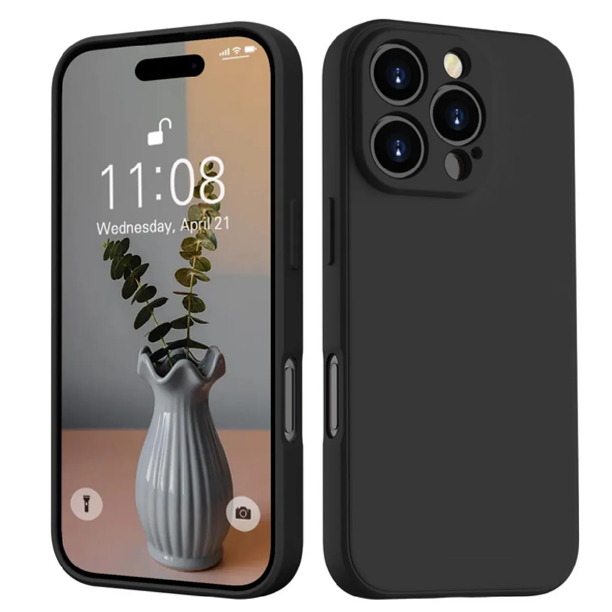 HTDMOBILES Coque pour Apple iPhone 16 Pro - protection silicone gel fine + film ecran - NOIR 