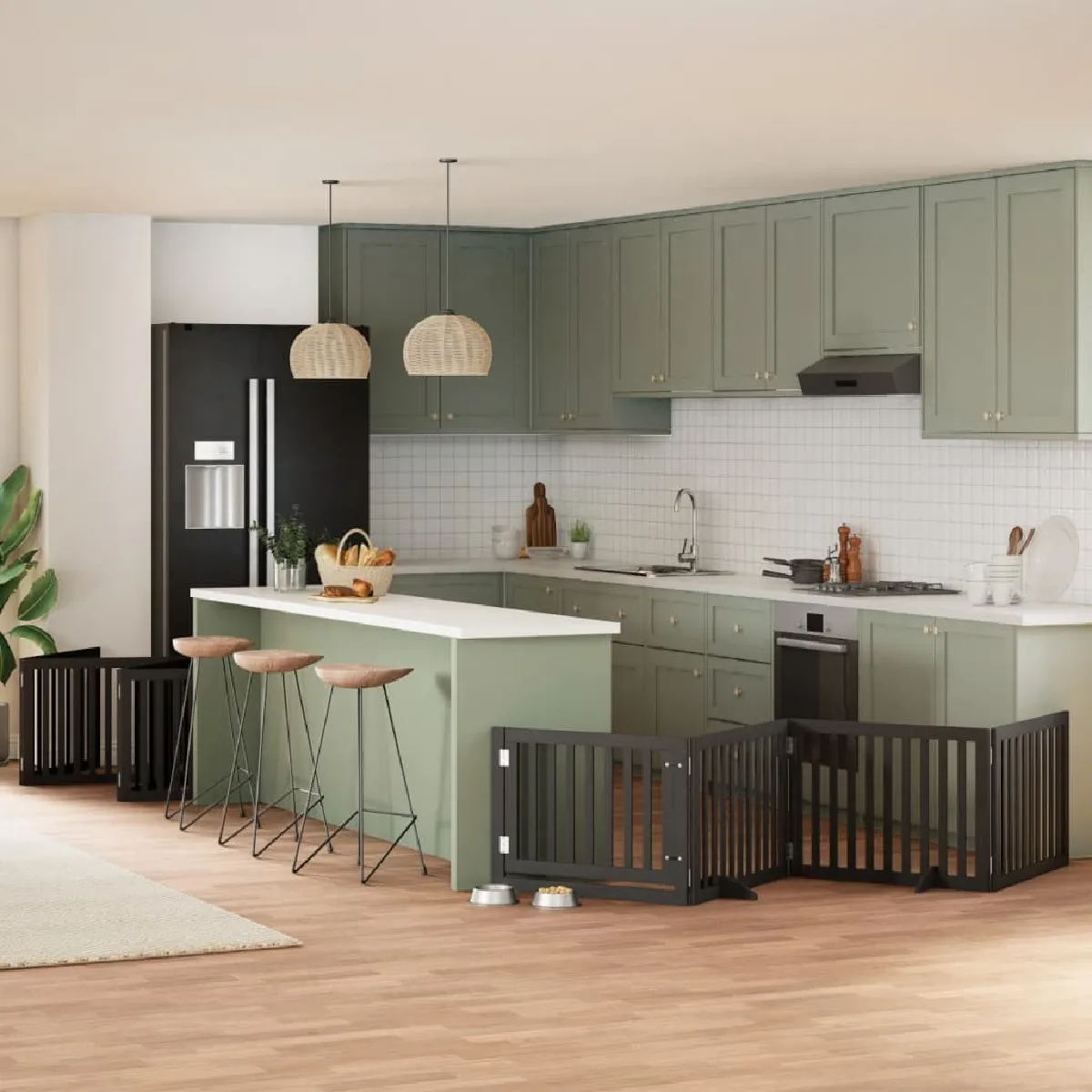 vidaXL Barrière pour chien porte pliable 10 panneaux bois peuplier - vue 2