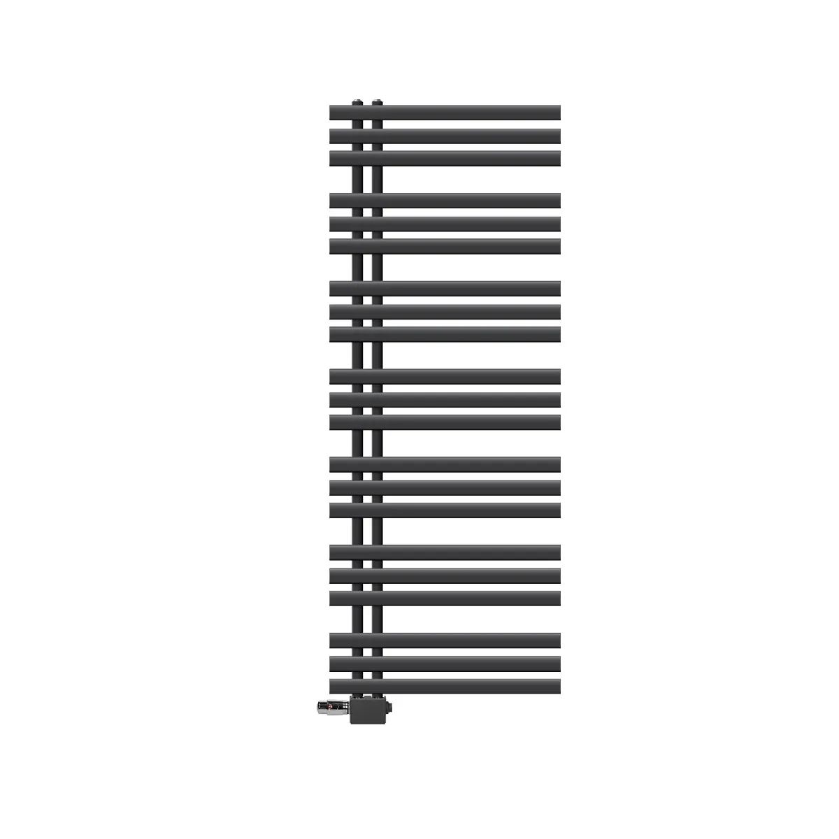 Luxebath Radiateur Design Iron Em 600X1600 Mm Anthracite Raccord Central Au Bas Avec Garniture De Raccordement Universel Forme D'angle Et De Passage + - Image 2