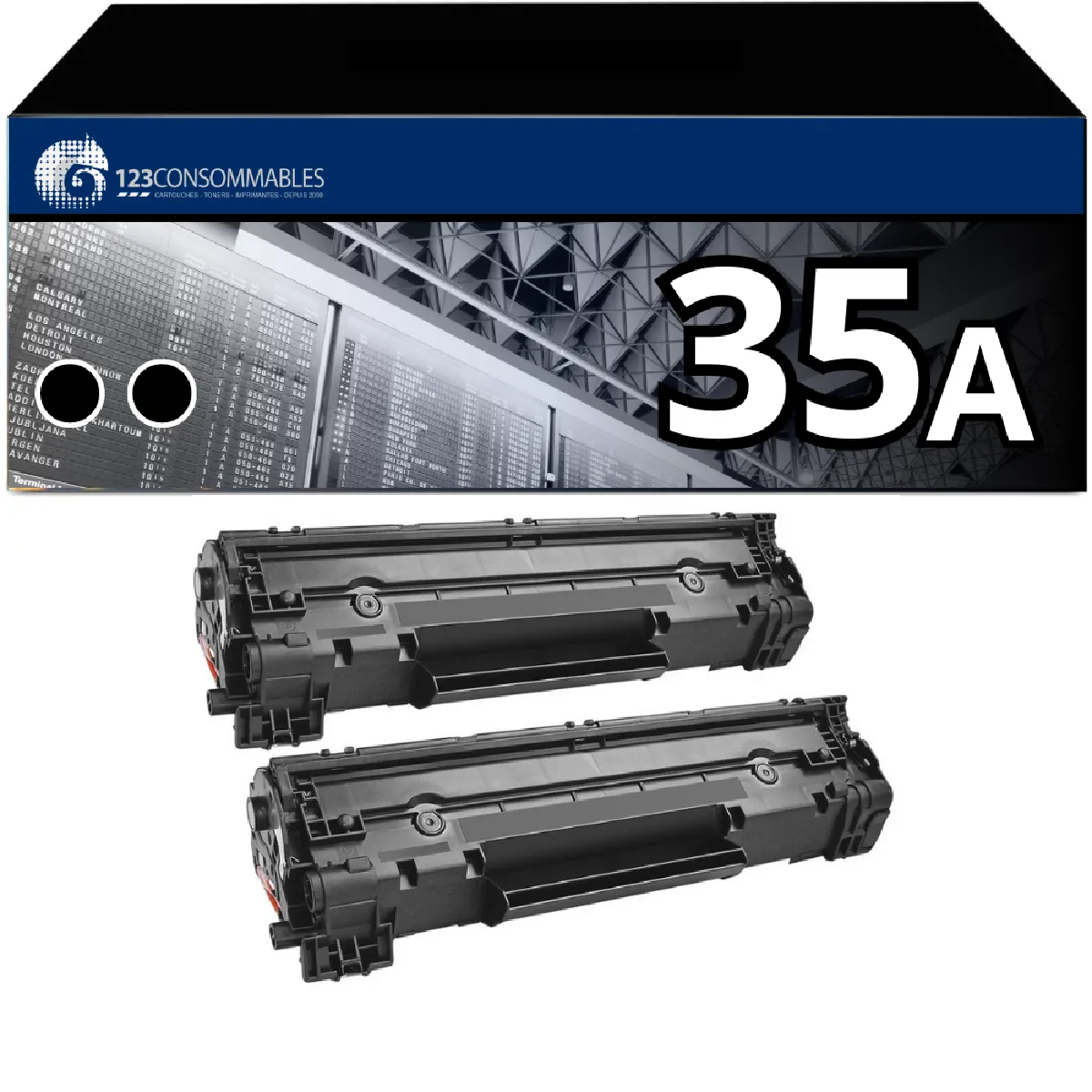 Non Communiqué Noir Pack 2 Toners Compatible Hp 35A - Image 4