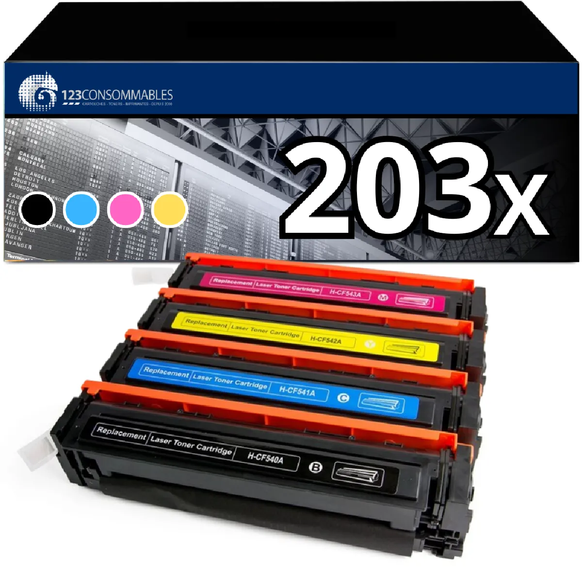 Pack 4 Toners compatibles HP 203X pour Imprimantes HP Color LaserJet Pro - Image 4