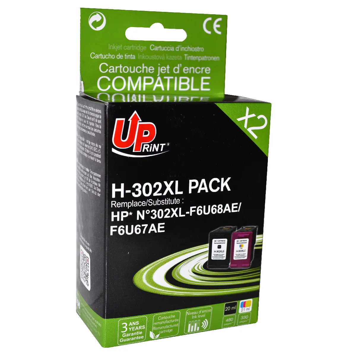 UPRINT  Pack compatible HP 302 XL