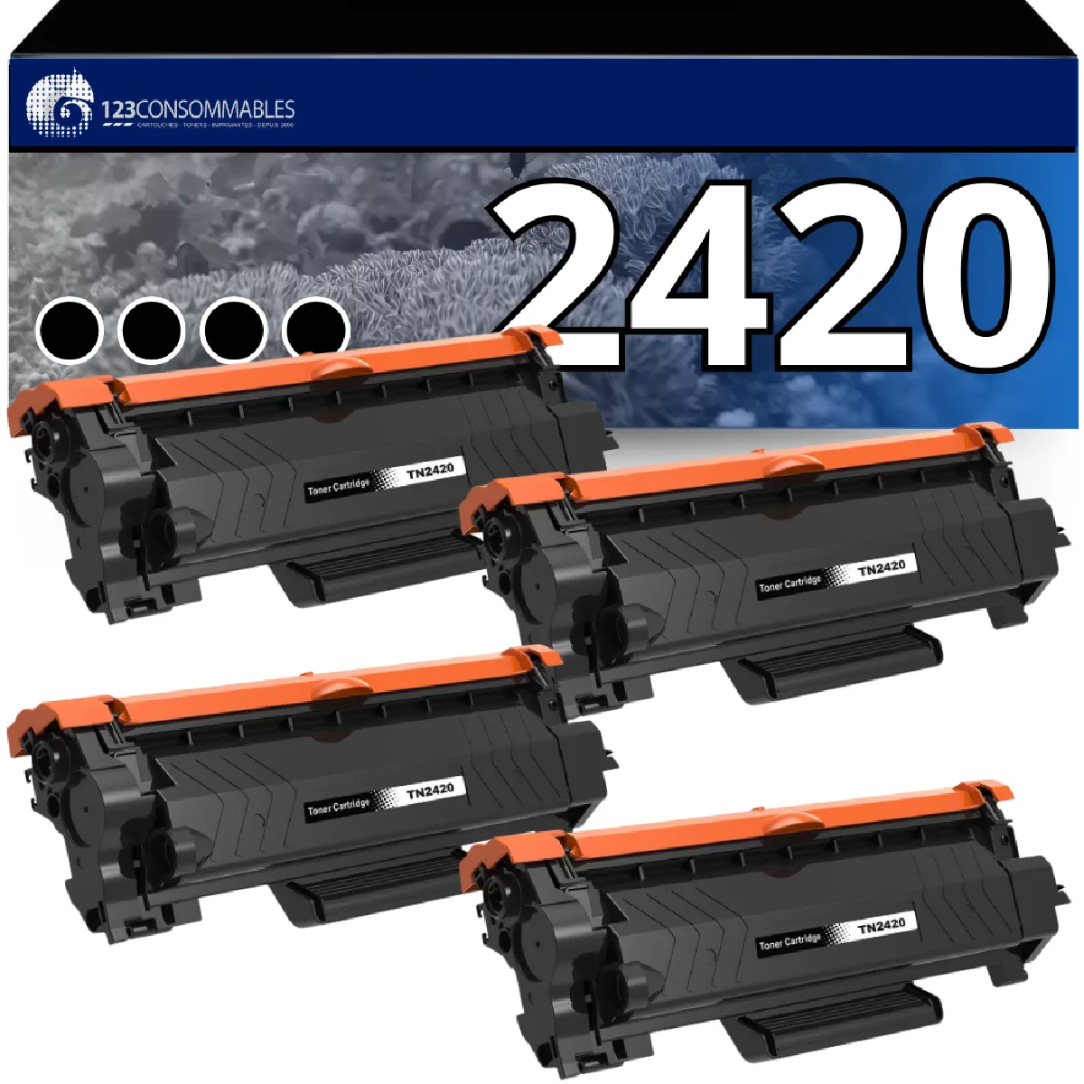 Non Communiqué Noir Pack 4 Toners Compatibles Brother Tn-2420 - Image 3