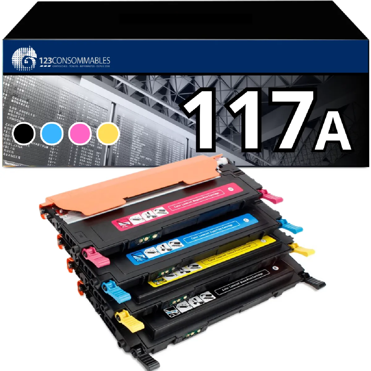 123CONSOMMABLES Pack 4 toners compatibles HP et couleurs Neuf - vue 2