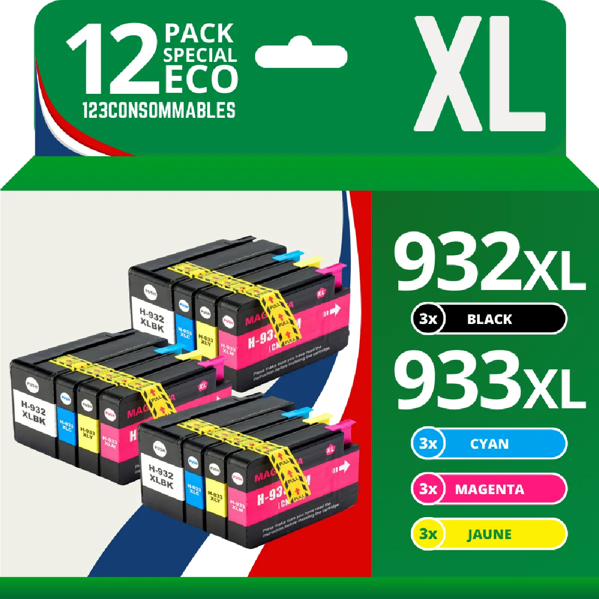 C000039479_123consommables Cartouches encre HP 932XL 933XL - Noir et couleurs