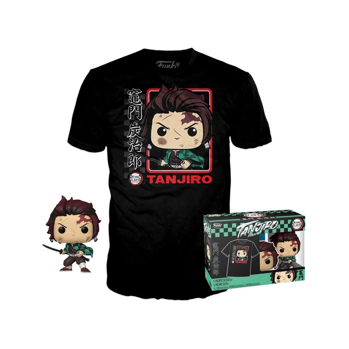 Funko set figurine POP! + T-shirt Demon Slayer Tanjiro - vue 1