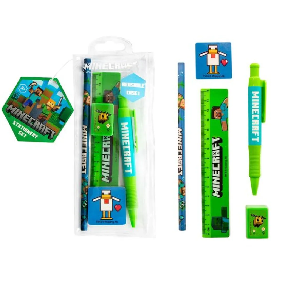 Pyramid Vert/Bleu International Minecraft Set De Papeterie