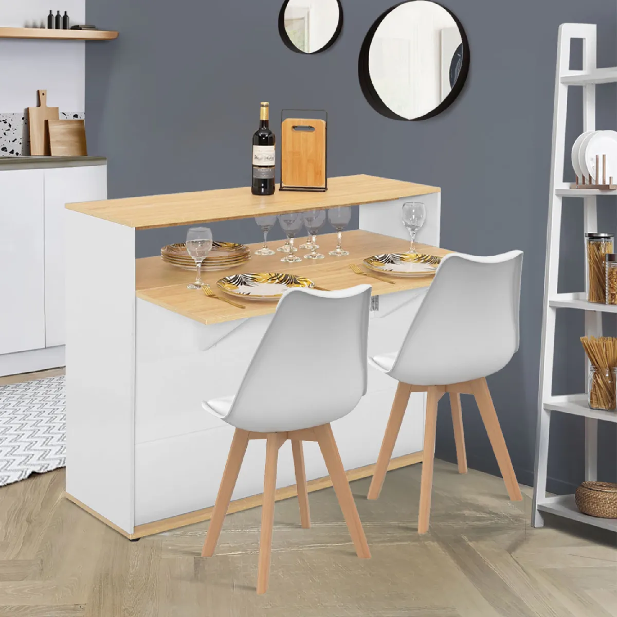 Meuble Bar Vito - Bois Blanc