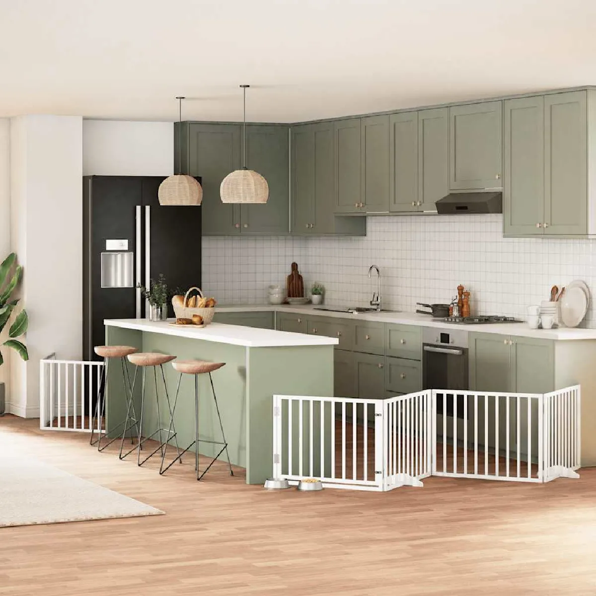 vidaXL Barrière pour chien porte pliable 6 panneaux bois peuplier - vue 3