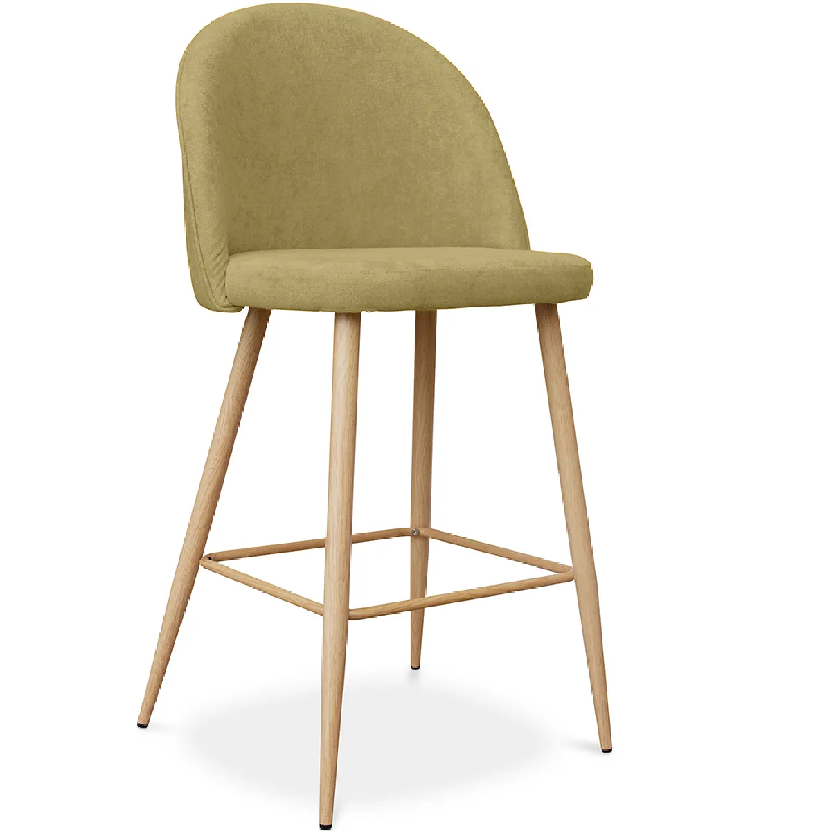 Tabouret tapissé en tissu design scandinave 66cm Evelyne Jaune