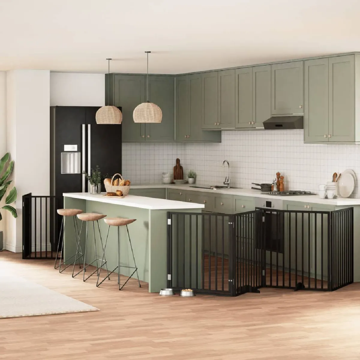 Comparer les prix de VIDAXL Barrière chien - 12 panneaux noirs bois de peuplier