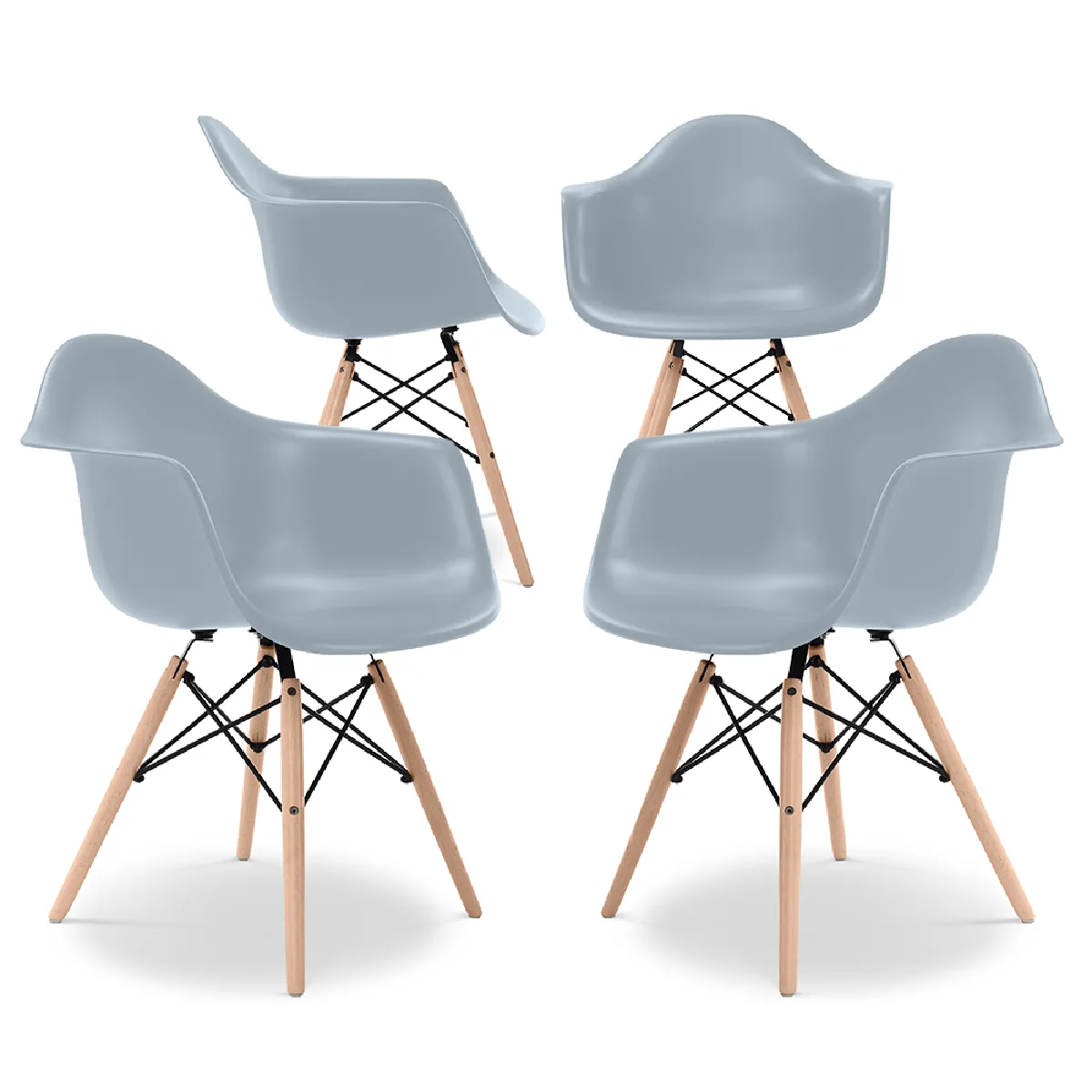 Chaise de Salle à Manger Design Scandinave Pieds en Bois Lot de 4 Nordika