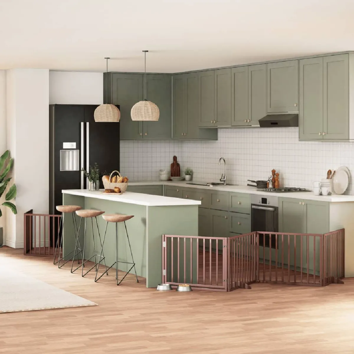 Comparer les prix de vidaXL Barrière avec Porte 6 Panneaux Bois