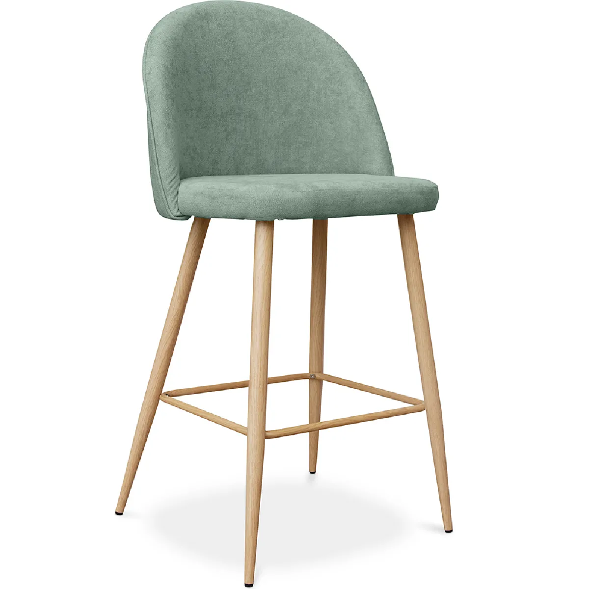 Tabouret tapissé en tissu design scandinave 66cm Evelyne Jaune - vue 3