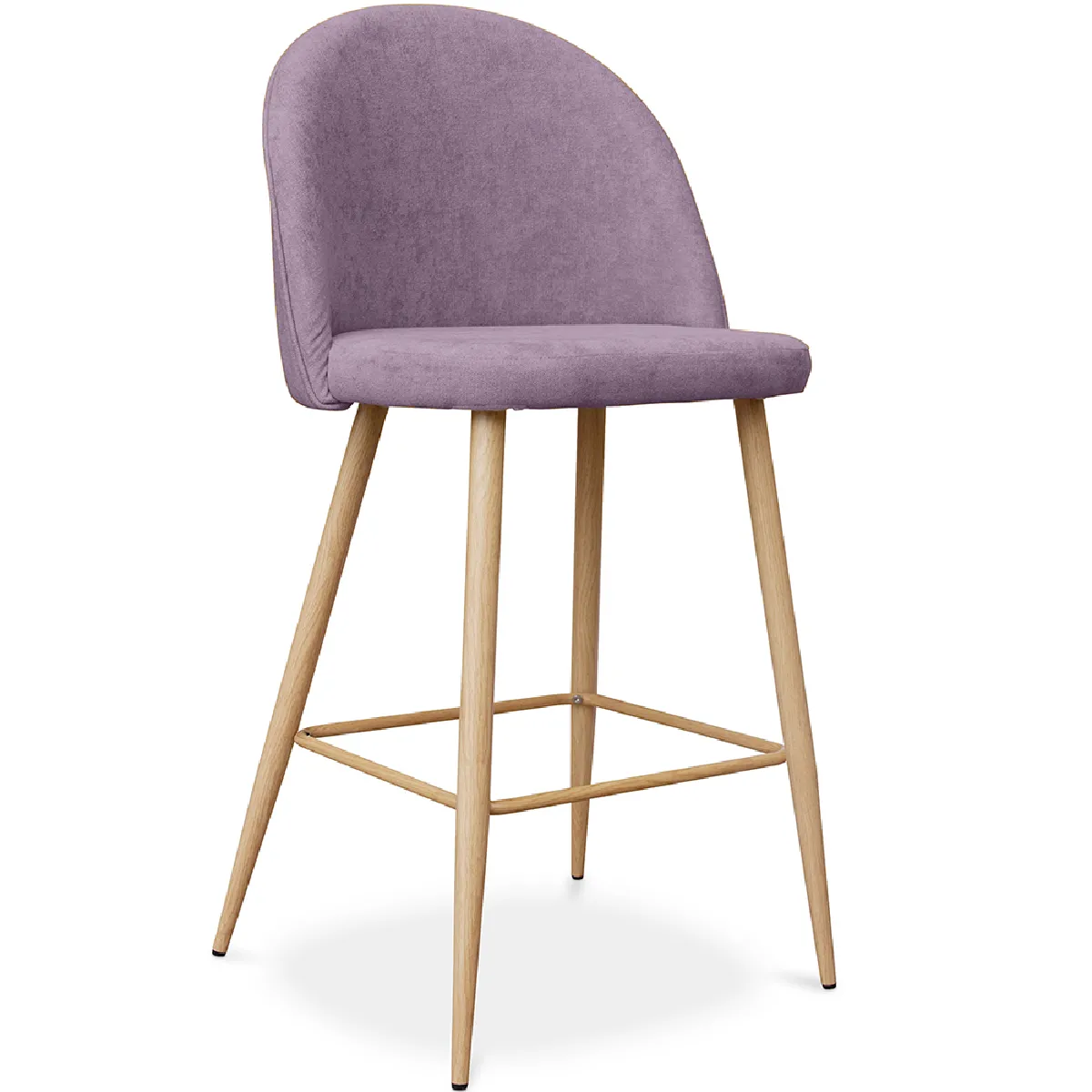 Tabouret tapissé en tissu design scandinave 66cm Evelyne Jaune - vue 9
