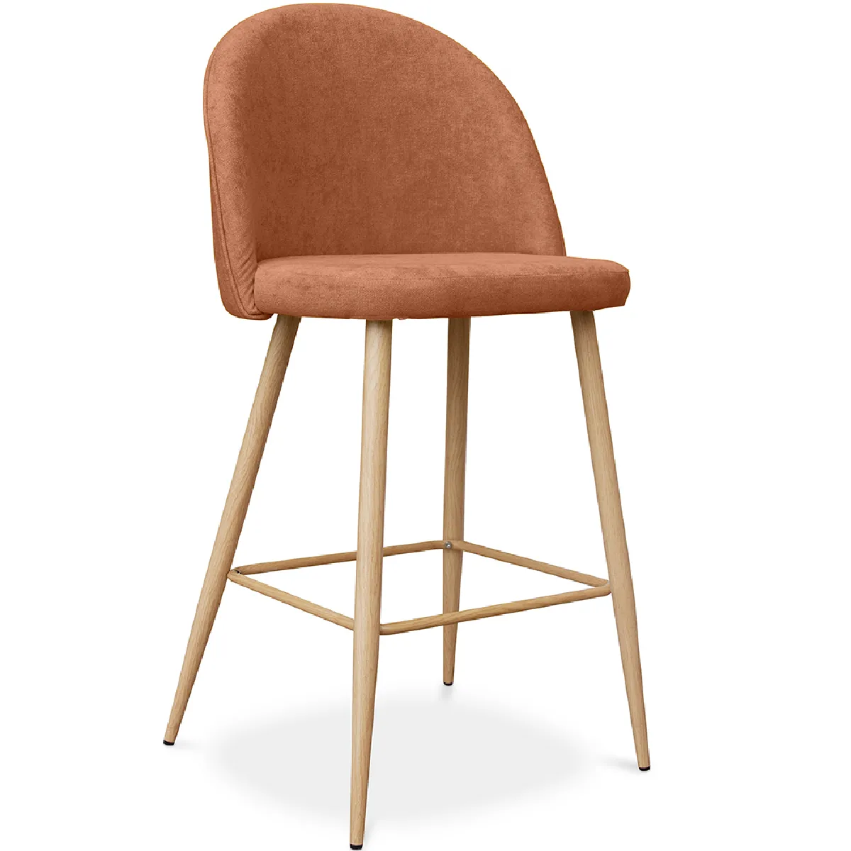 Tabouret tapissé en tissu design scandinave 66cm Evelyne Jaune - vue 6