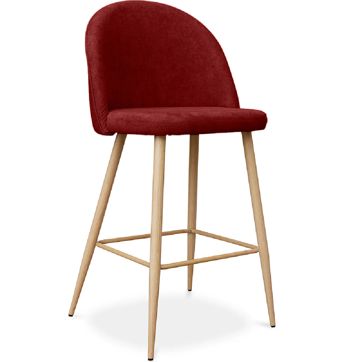 Tabouret tapissé en tissu - design scandinave - 66cm - Evelyne Rouge