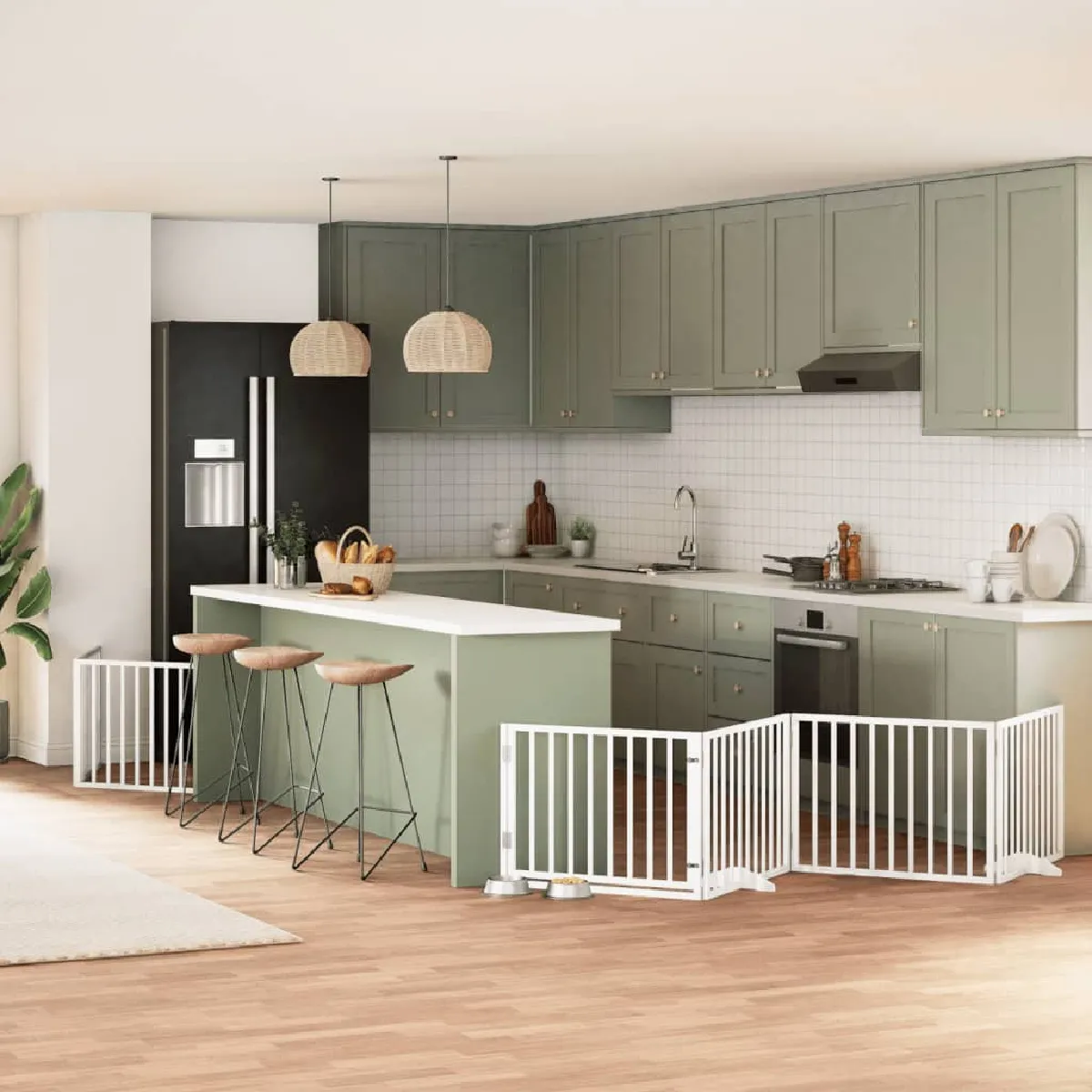 Meilleurs prix pour vidaXL Barrière avec porte 8 panneaux Blanc bois peuplier