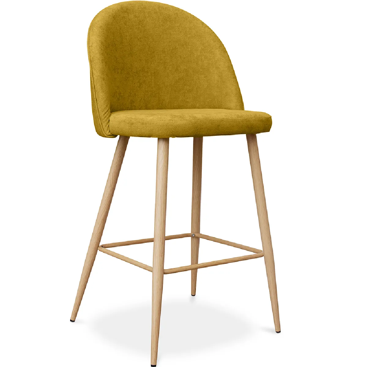 Tabouret tapissé en tissu design scandinave 66cm Evelyne Jaune - vue 7