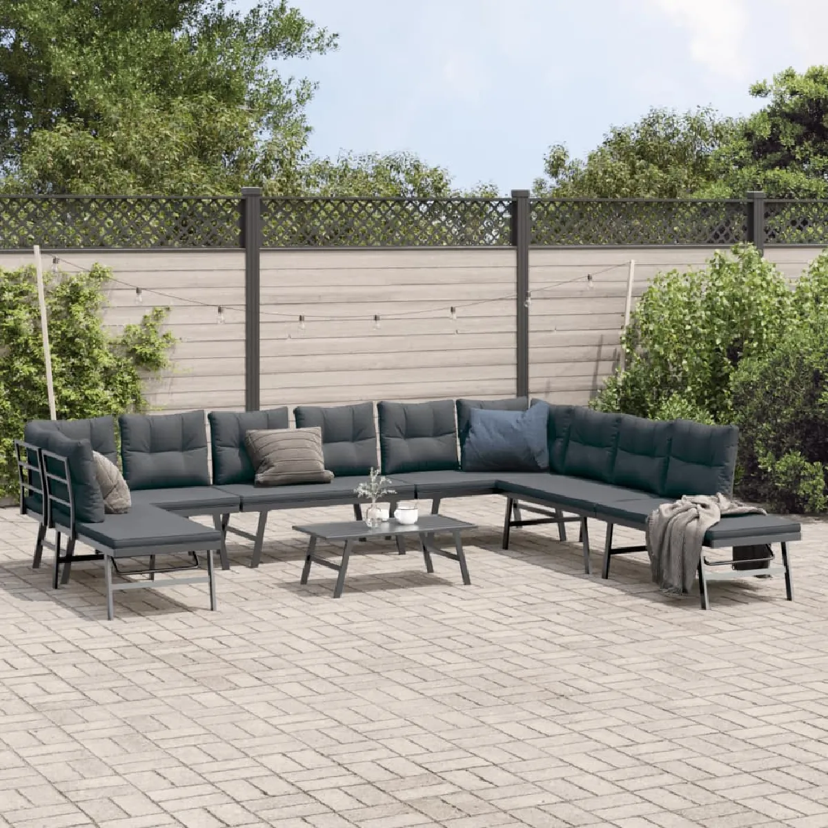 vidaXL Bancs de jardin avec coussins - vue 2