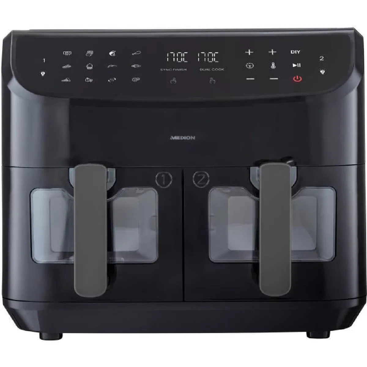 Joom Octopia Friteuse A Air Chaud - Medion - P20 Xxl Twin - 2600 W - 2 Paniers - 9 Programmes - Noir - Image 3