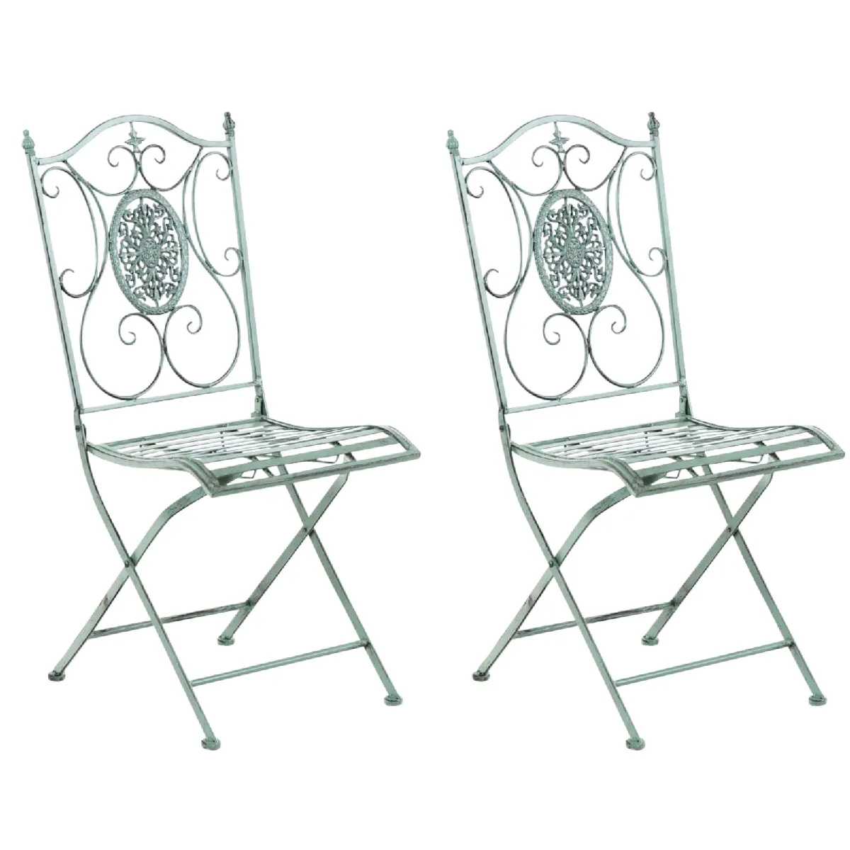 Decoshop26 Chaises de jardin pliantes - Vert vieilli