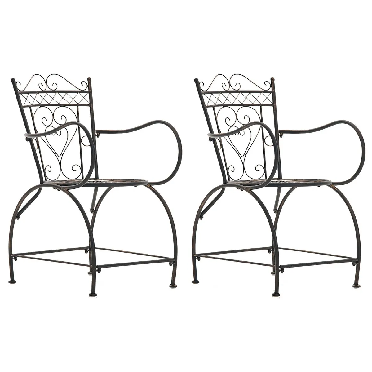 Decoshop26 Chaises de jardin fer forgé - Bronze