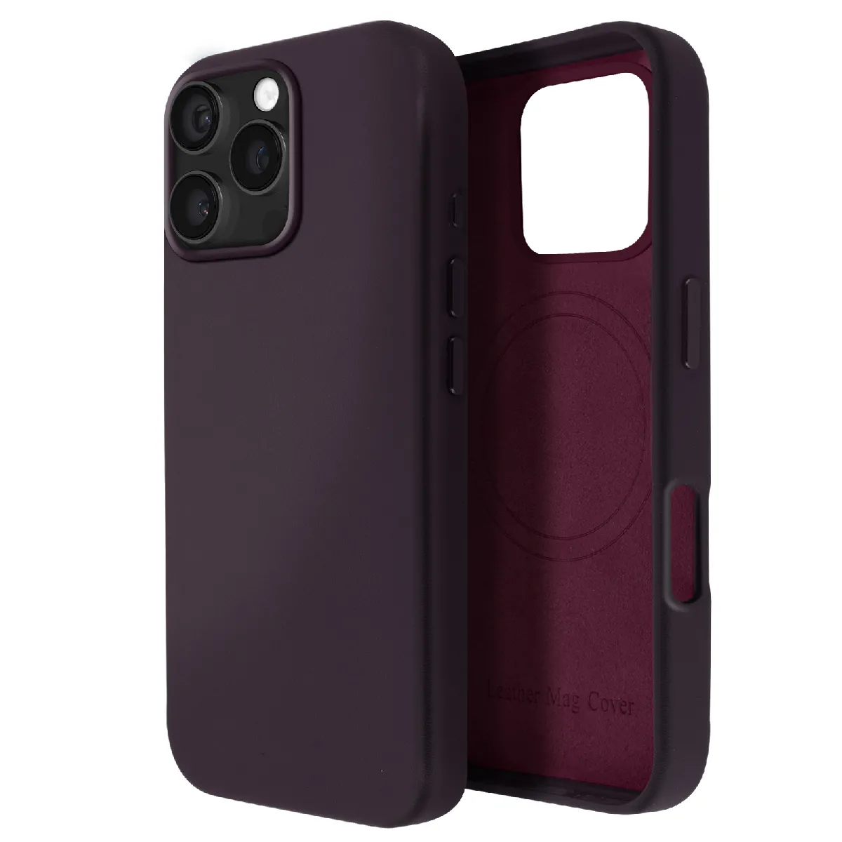 Avizar - Coque MagSafe pour iPhone 16 Pro Max - Cuir - Violet - Image 2
