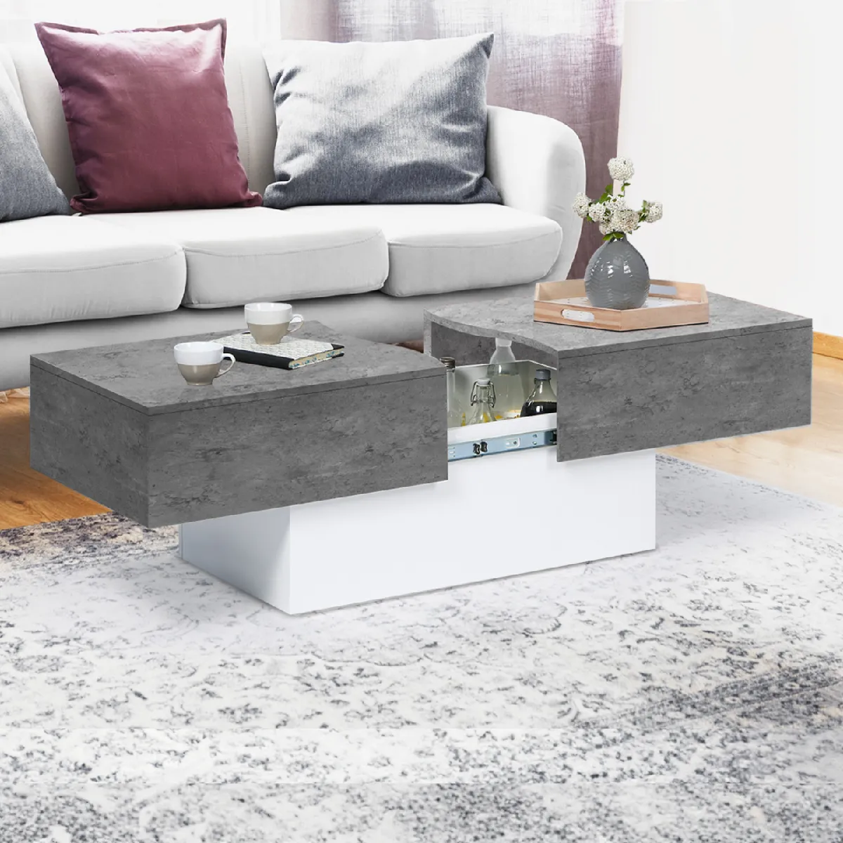 Comparer les prix de market Table Basse Marta - Blanc/Béton