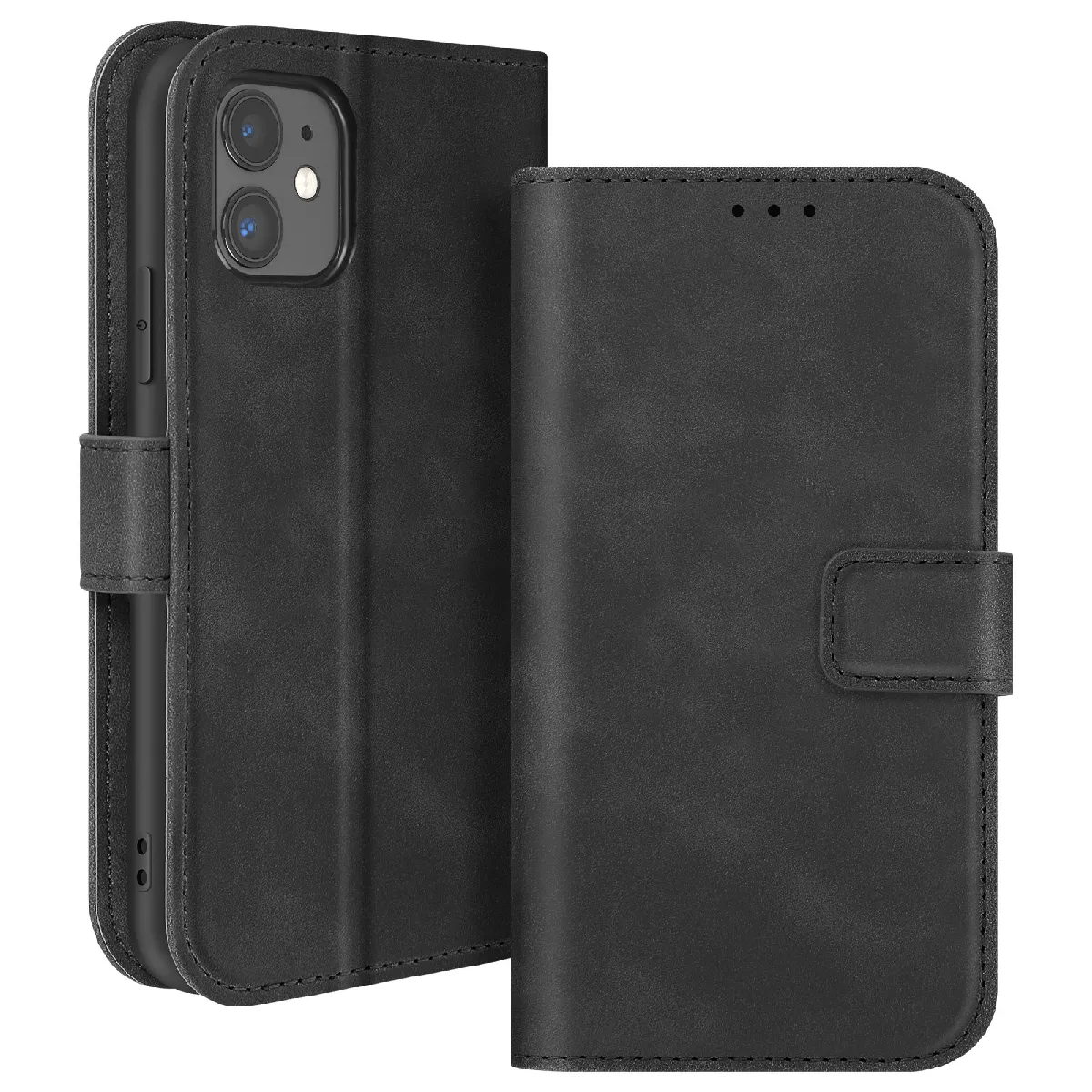 Avizar Noir Étui Pour Iphone 11 Portefeuille Clapet Support Vidéo