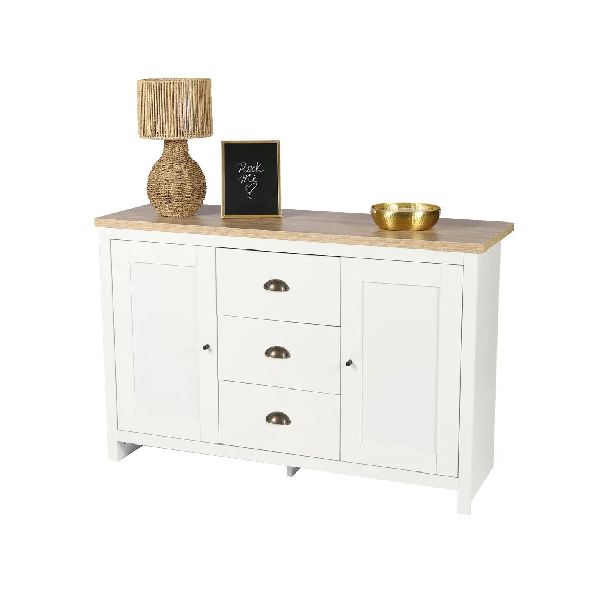 Buffet 2 portes et 3 tiroirs en bois HANOI - Blanc Buffet 2 portes et 3 tiroirs en bois HANOI - Blanc