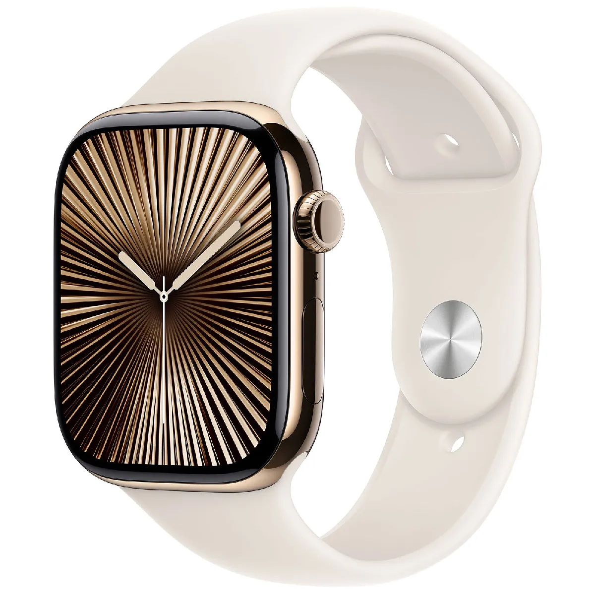 Apple Watch Series 10 GPS + Cellular 46 mm Titane Or Bracelet Sport Lumière Stellaire M/L