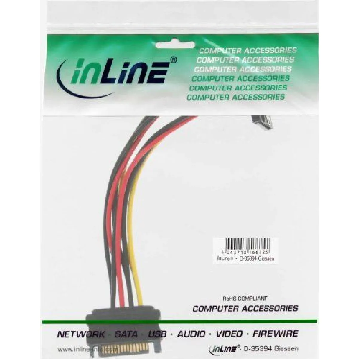 Inline Noir Adaptateur D'alimentation Sata 1 Vers 2 Sorties