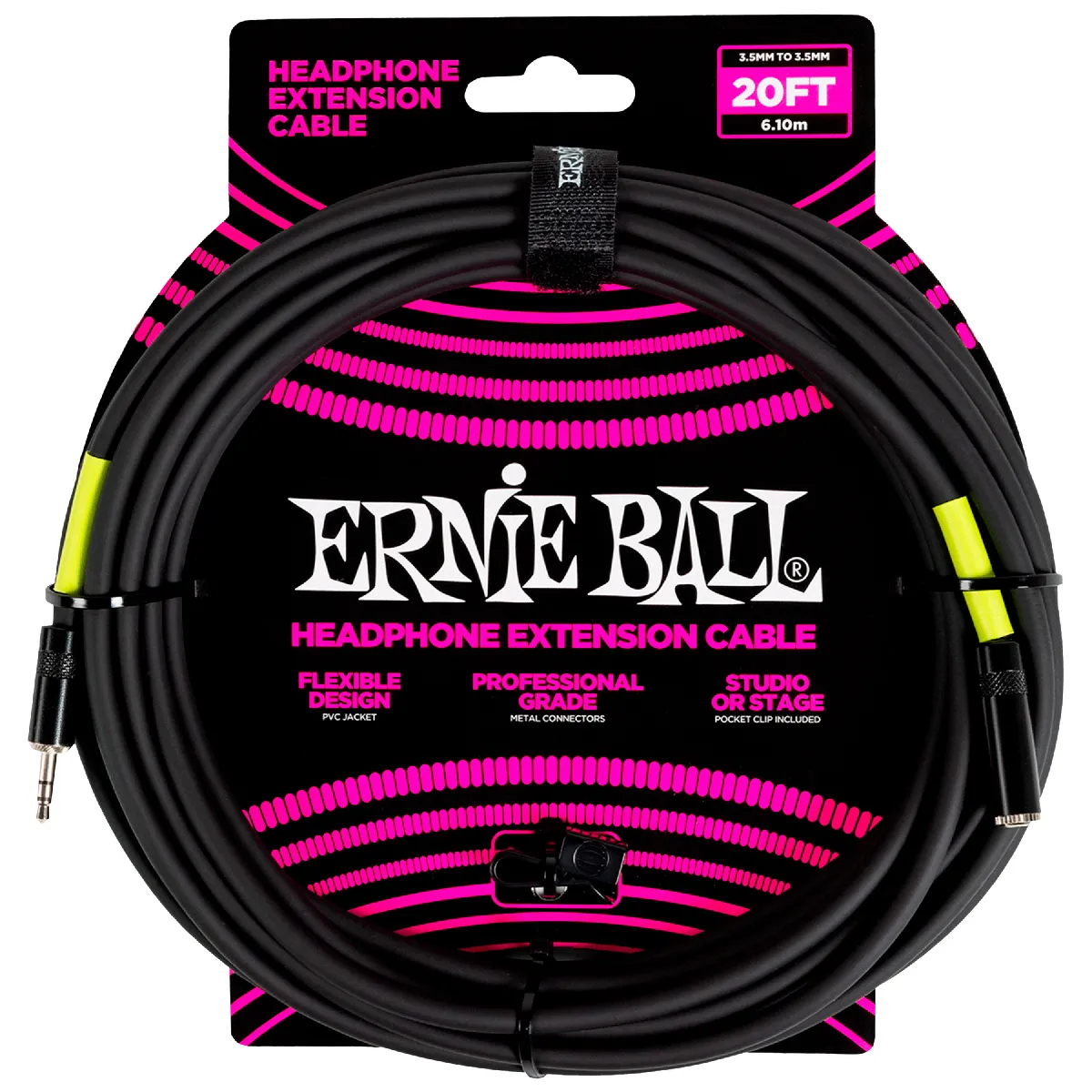 Non Communiqué Noire Ernie Ball Effects Effects Rallonge Stéréo Mini-Jack Vers Mini-Jack 6M Accessoires De Casques - Image 3