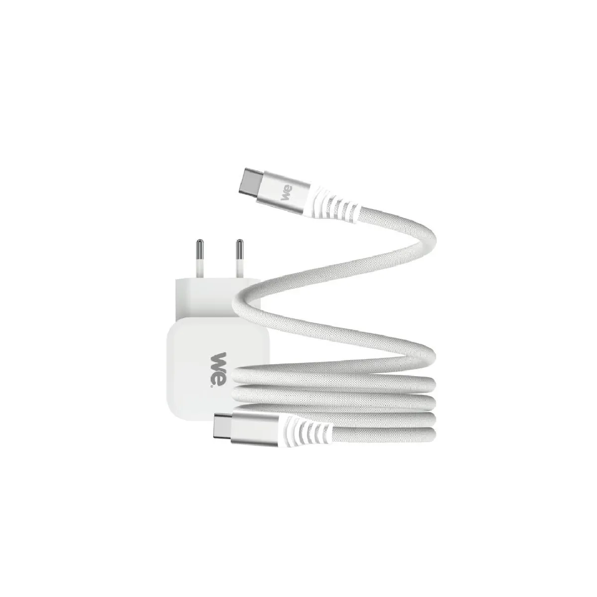 We Chargeur secteur 20W avec câble USB-C vers USB-C blanc pour appareils mobiles - Image 2
