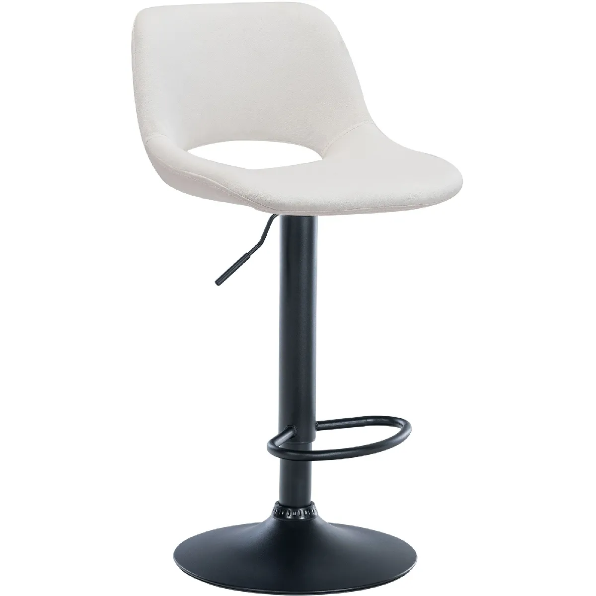 Decoshop26 Tabouret de bar velours Crème