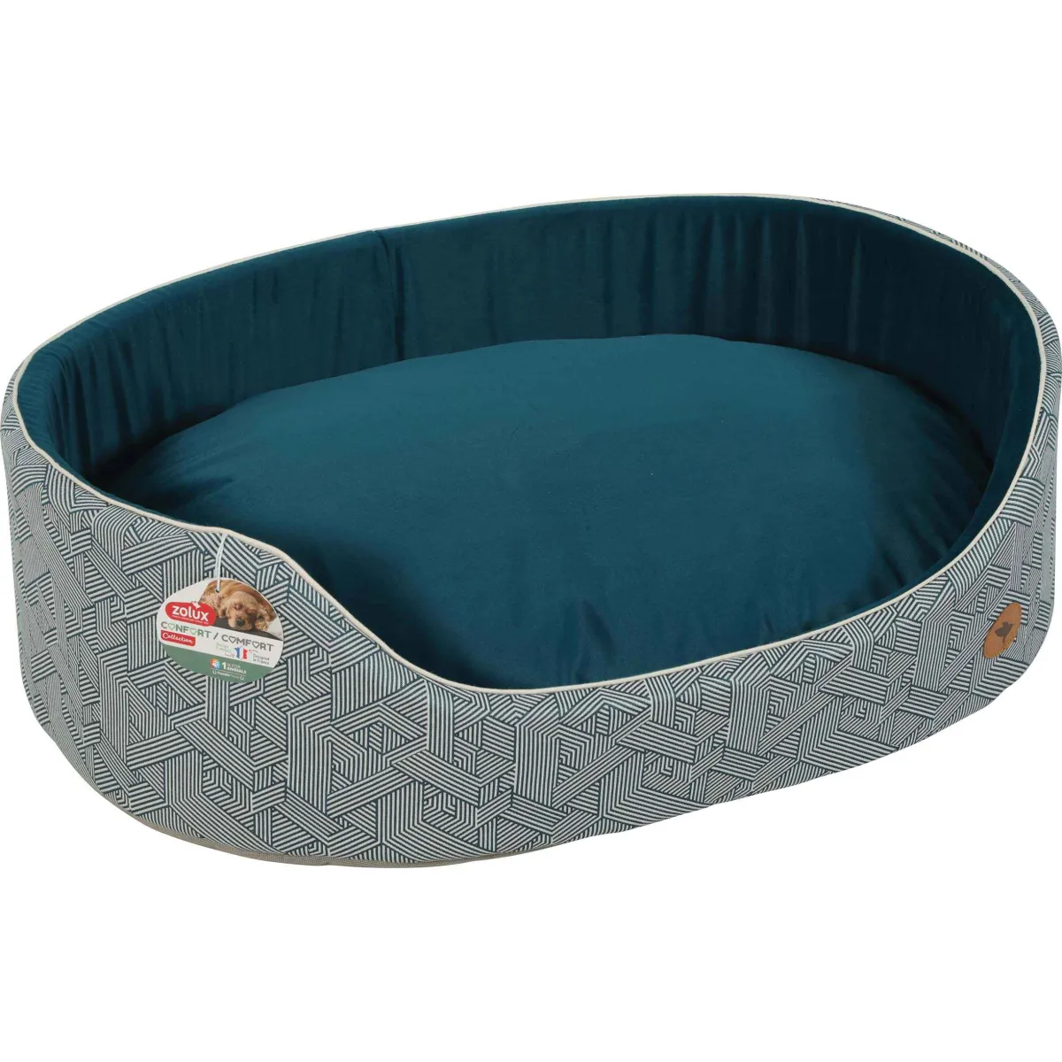 Corbeille Bi-Matière Avec Coussin Déhoussable Kanga 90 Cm