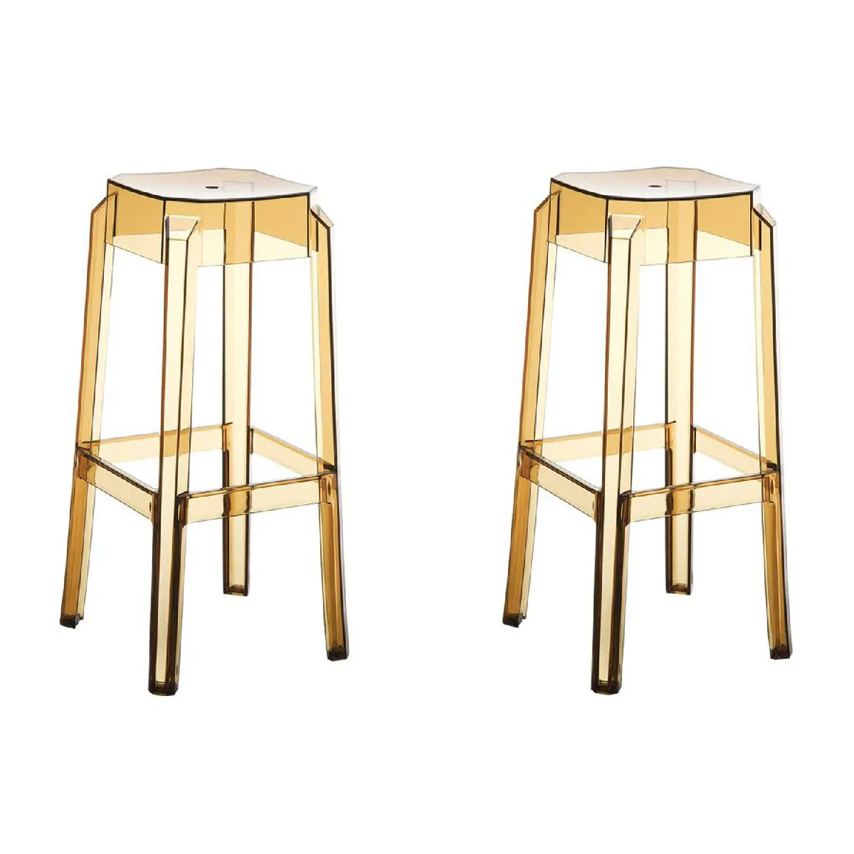 Decoshop26 Lot de 2 tabourets de bar - Transparent