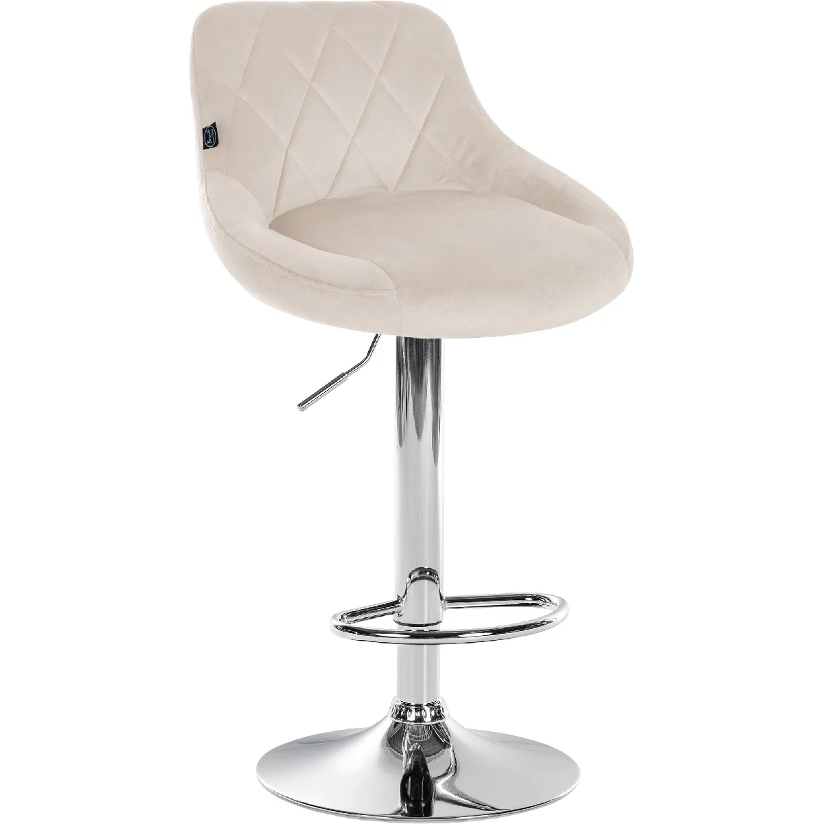 Decoshop26 Tabouret de bar velours Crème - vue 3