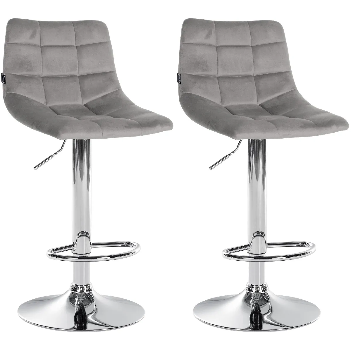Decoshop26 Lot de 2 tabourets de bar velours - Gris