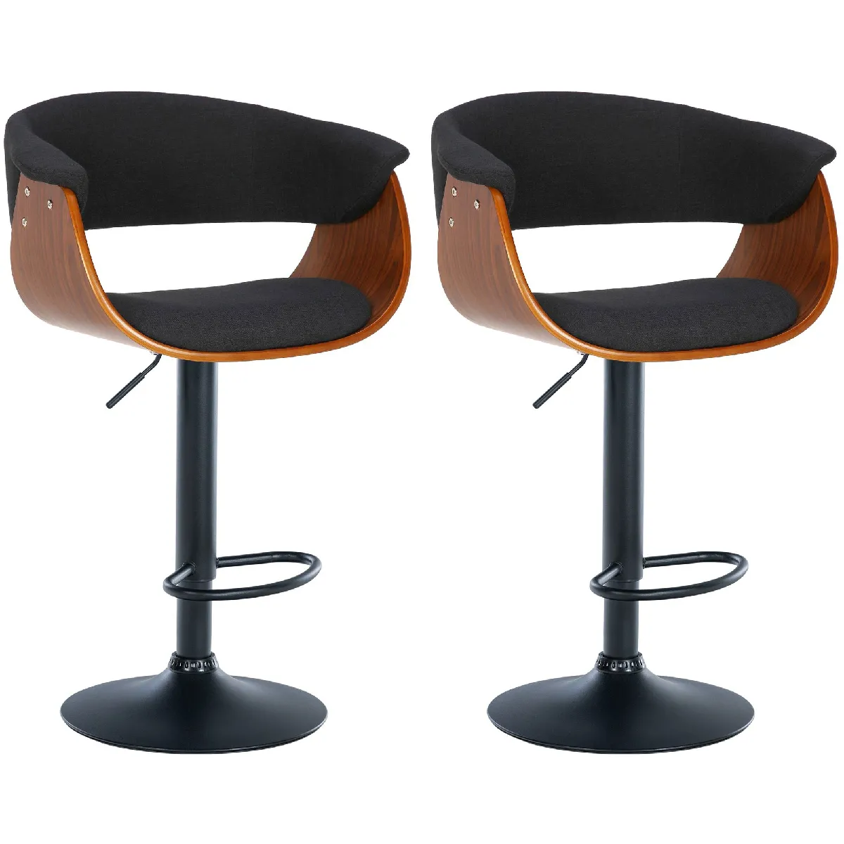 Decoshop26 Lot de 2 tabourets de bar - Noyer