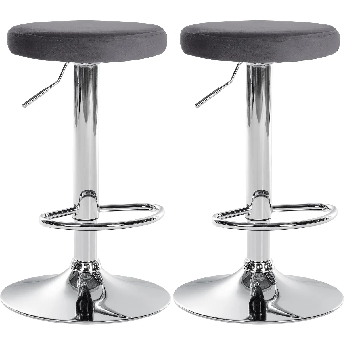 Decoshop26 Tabourets de bar velours - Gris