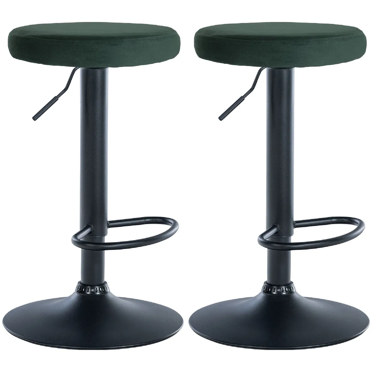 Decoshop26 lot de 2 tabourets de bar velours - Vert